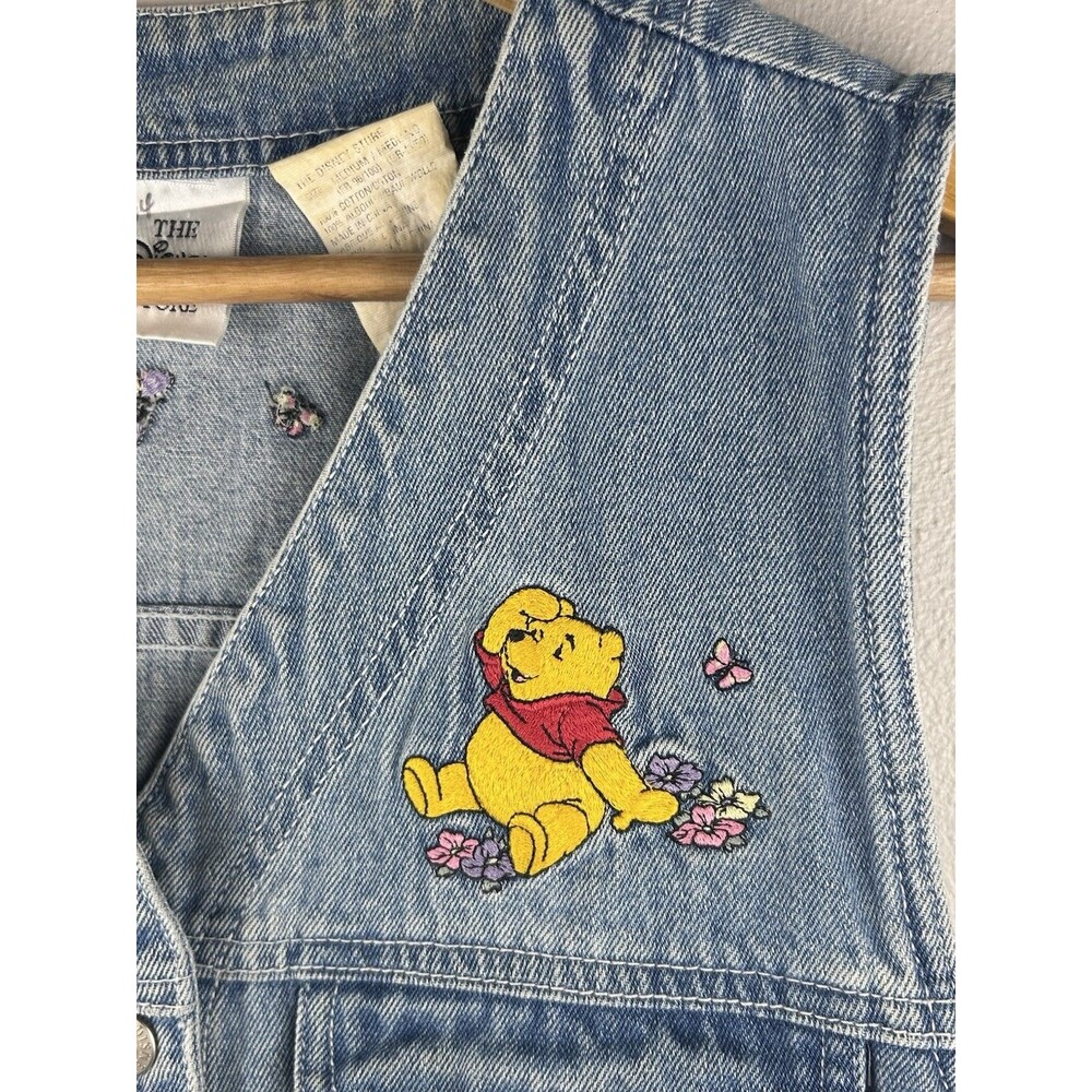 Vtg Winnie The Pooh And Friends Denim Vest Embroidered Front And Back Size M Y2k - Picture 3 of 9